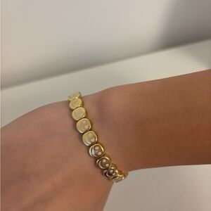 Lisa Gozlan - The River Rose Bracelet - Yellow Gold - Pastel Pink Eyes - Size: 7